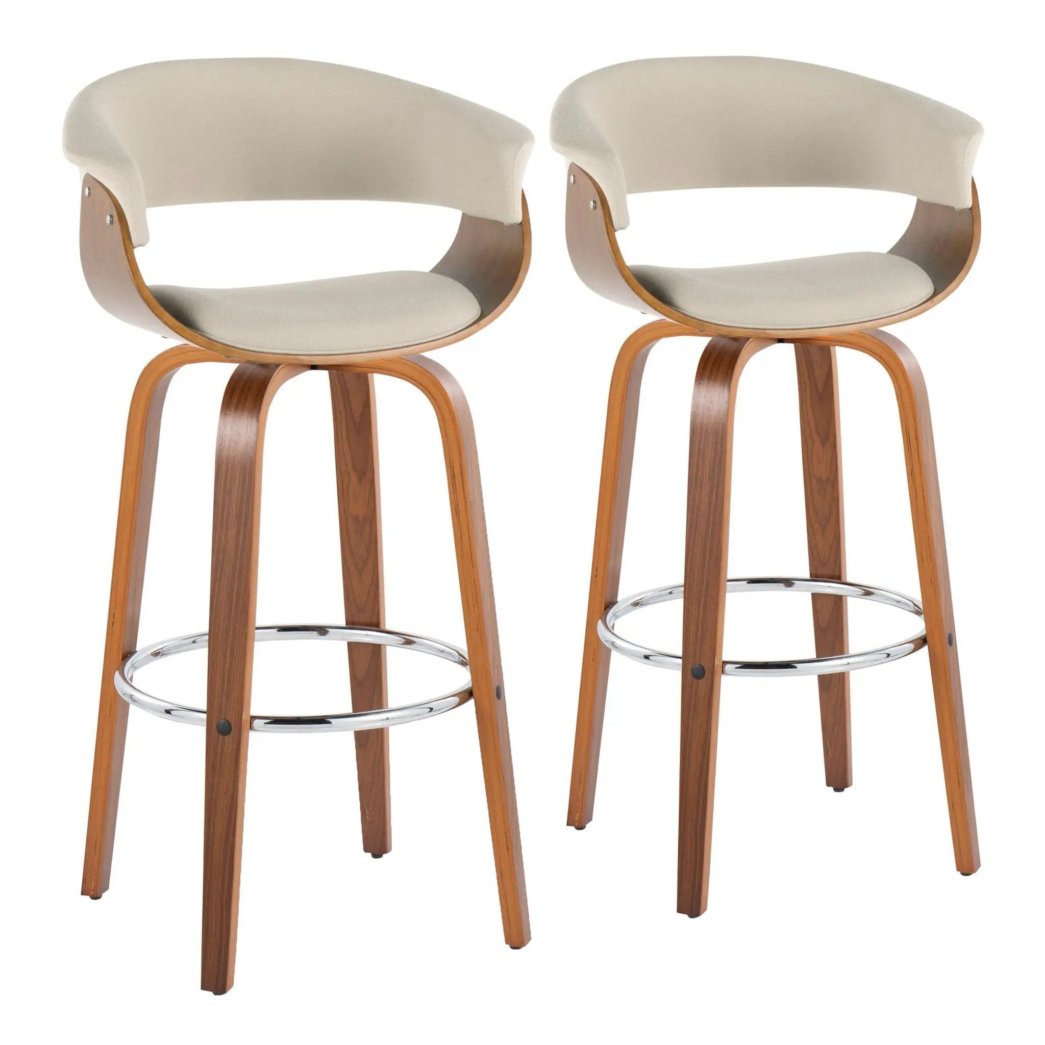 Vintage Mod - Mid Century Modern Fixed Height Barstool With Swivel With Round Footrest (Set of 2) by HouseOfZazla