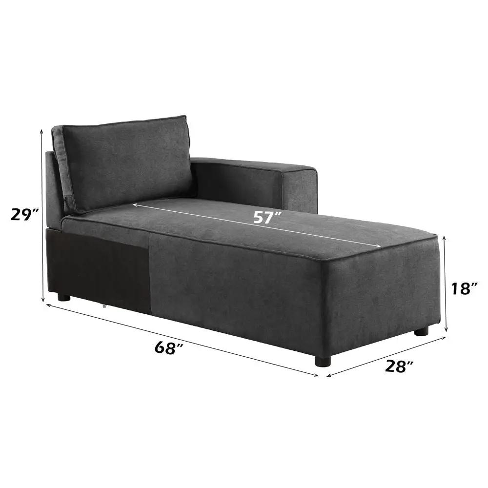 Silvester - Modular Chaise With 2 Pillows - Gray Fabric by Unique Piece Furniture