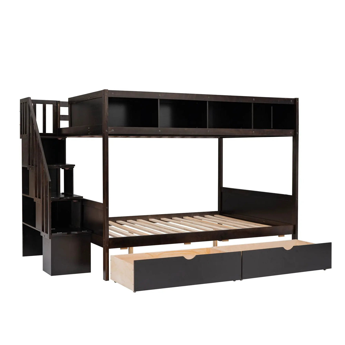 Bunk Bed With Shelfs, Storage Staircase And 2 Drawers by Unique Piece Furniture