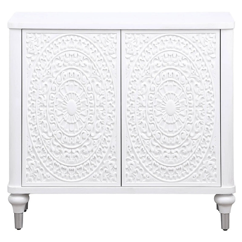 Angus - 2 Door Mandala Accent Cabinet - White by HouseOfZazla
