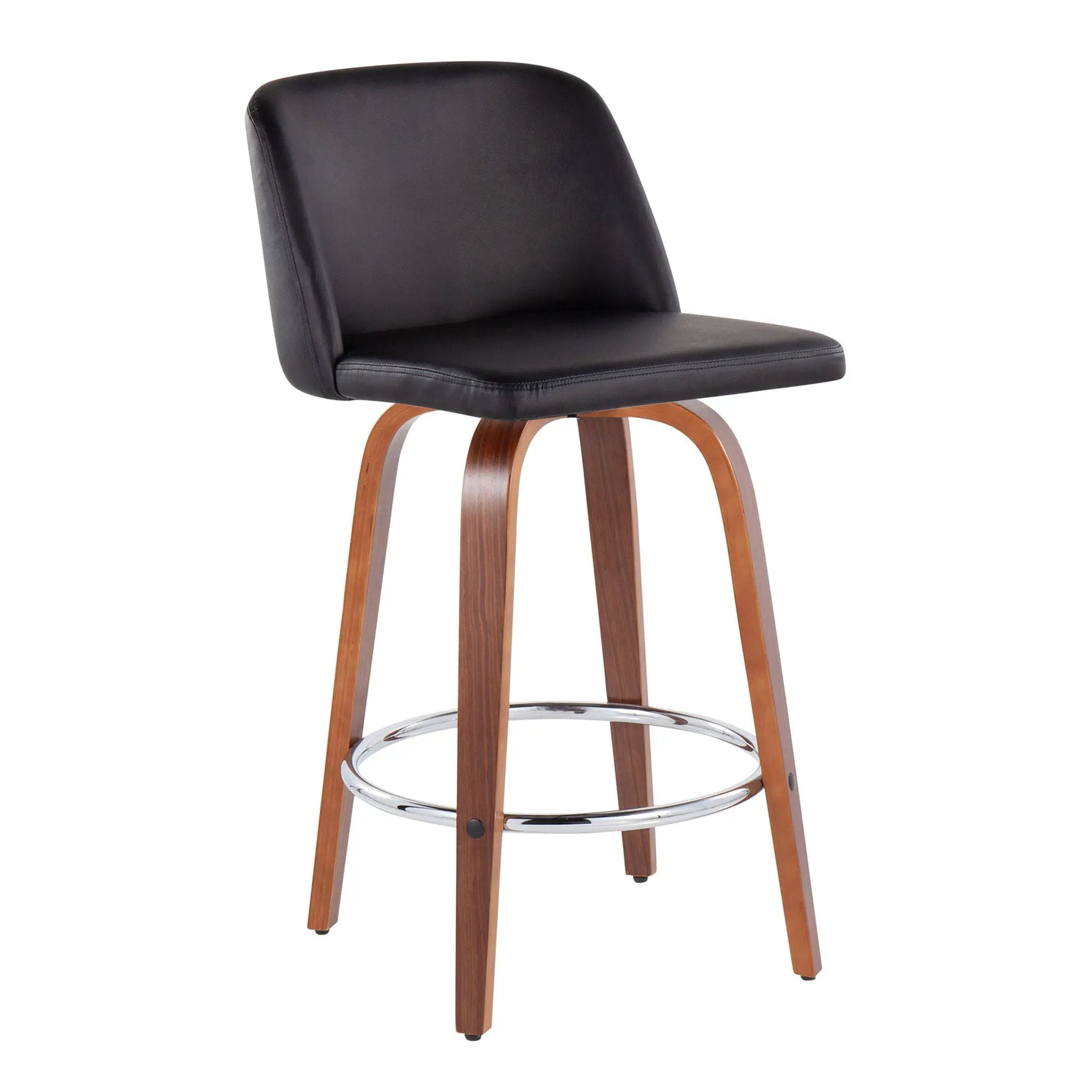 Toriano - Mid-Century Modern Fixed Height Counter Stool With Round Footrest (Set of 2) by HouseOfZazla
