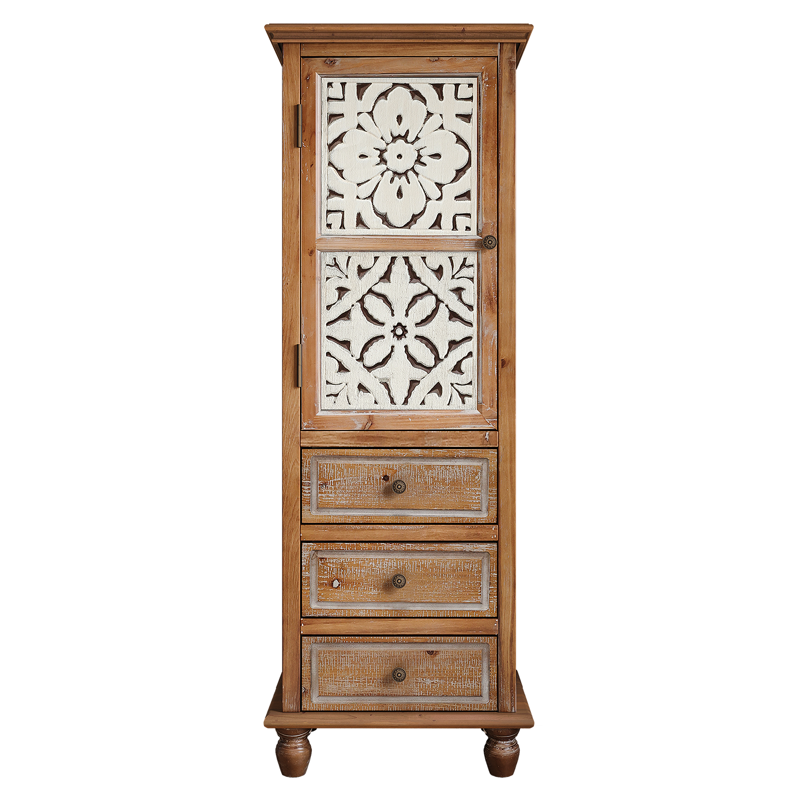 Rustic Wooden Storage Cabinet with Decorative Cutout Door & 3 Drawers by HouseOfZazla