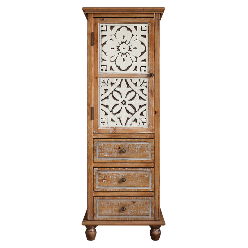 Rustic Wooden Storage Cabinet with Decorative Cutout Door & 3 Drawers by HouseOfZazla