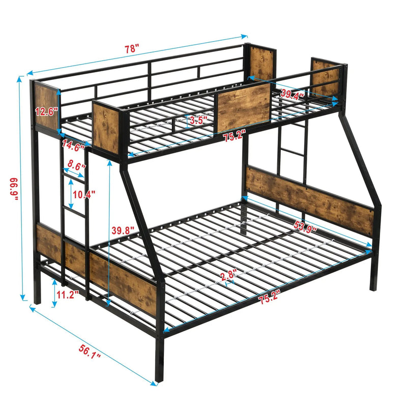 Modern Metal Bunk Bed With Side Ladders And Guardrail by Unique Piece Furniture
