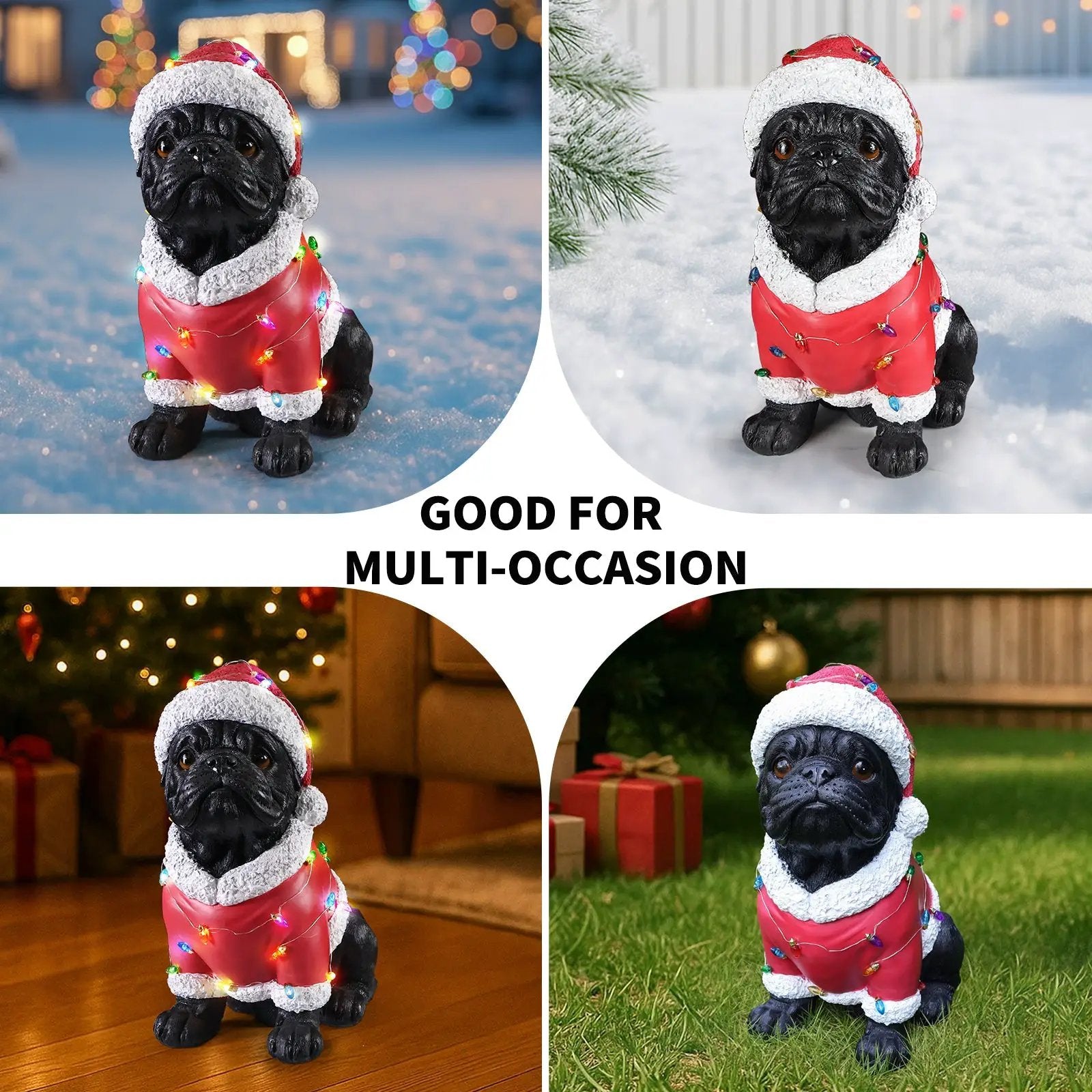 Christmas Pug Statue - Holiday Dog Figurine by HouseOfZazla