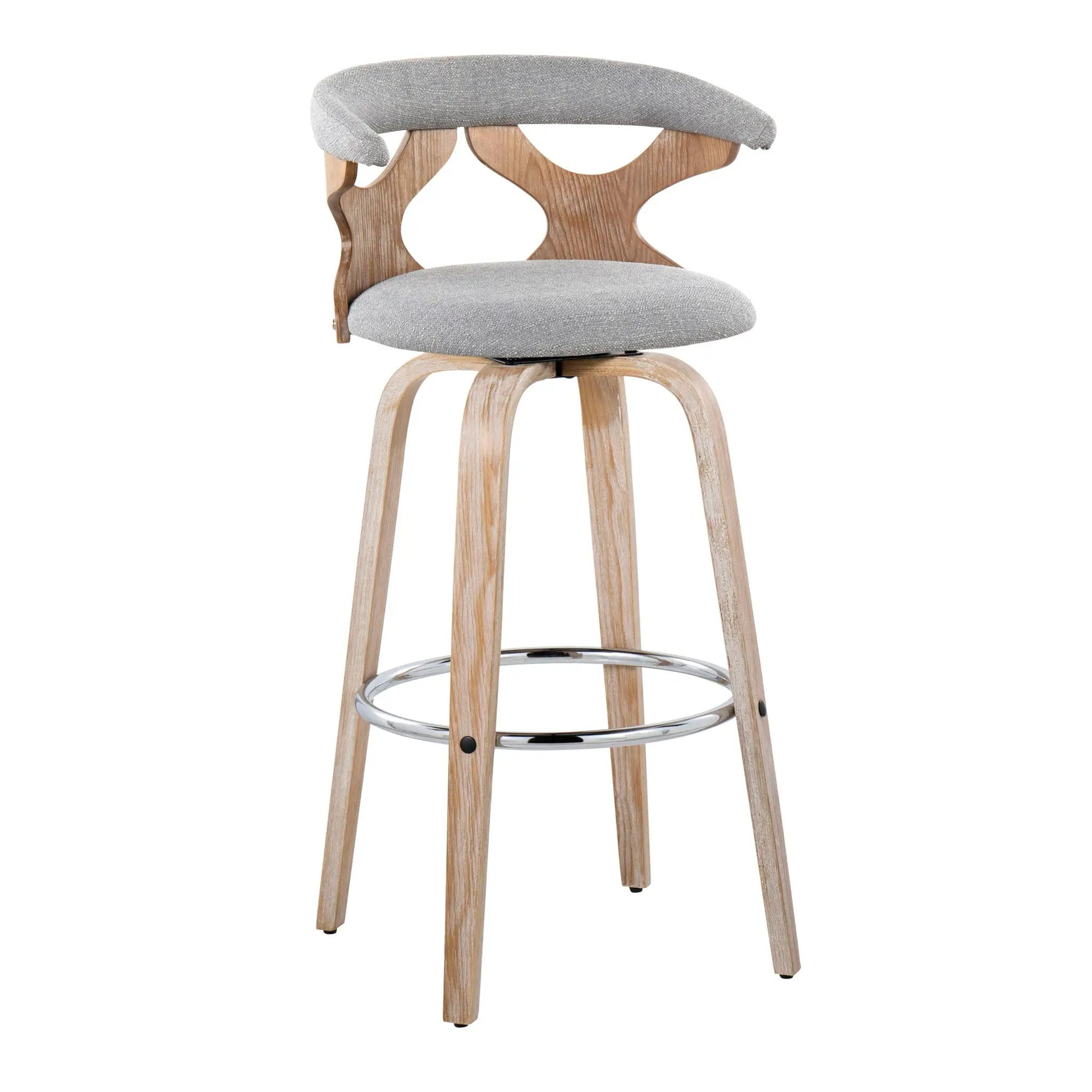 Gardenia - Contemporary Fixed Height Barstool With Swivel With Round Footrest (Set of 2) by HouseOfZazla