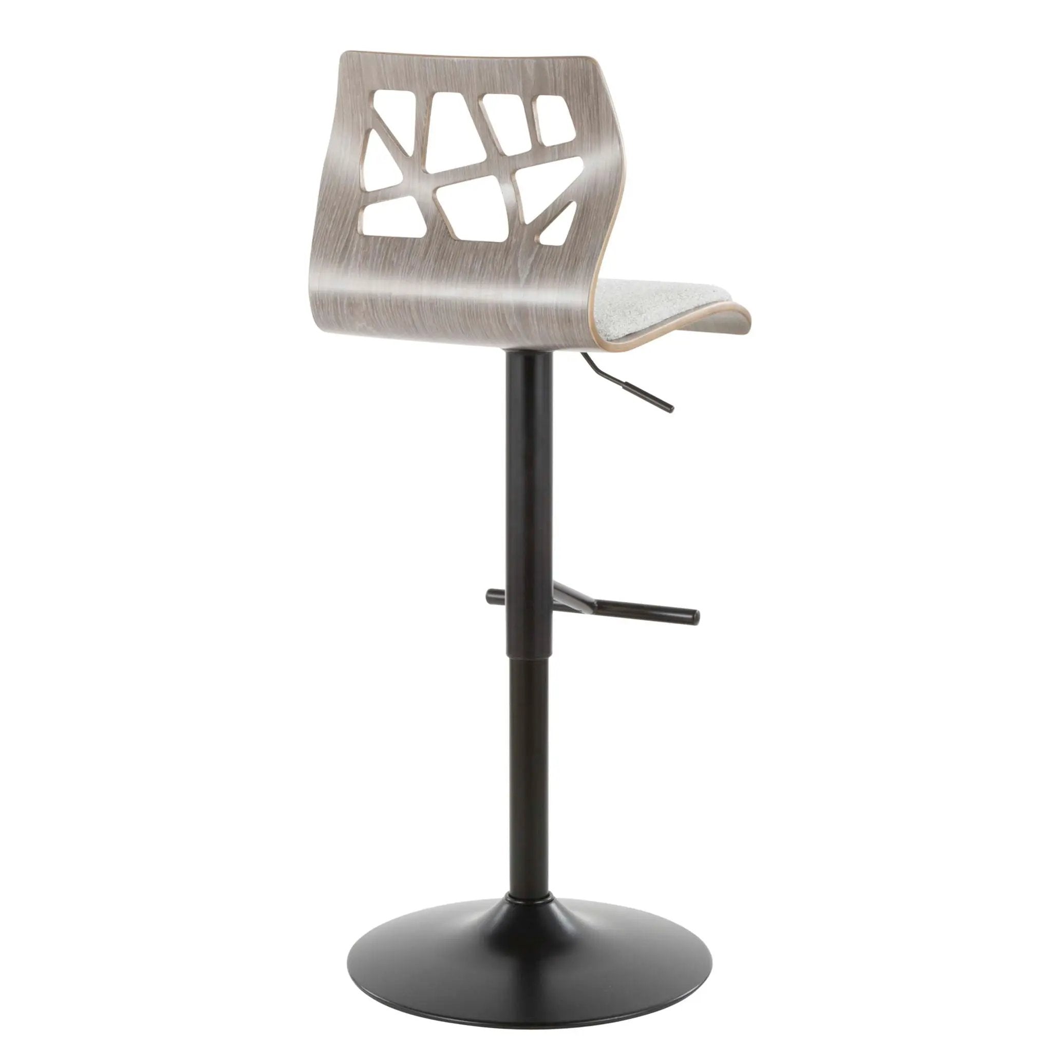 Folia - Mid Century Modern Adjustable Barstool With Swivel With Straight T Footrest (Set of 3) by HouseOfZazla
