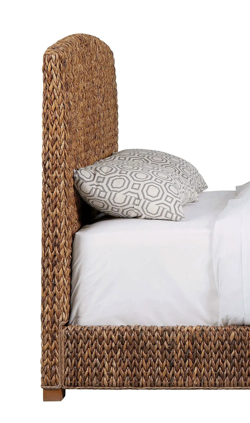 Laughton Banana Leaf Eastern King Panel Bed Amber by Unique Piece Furniture