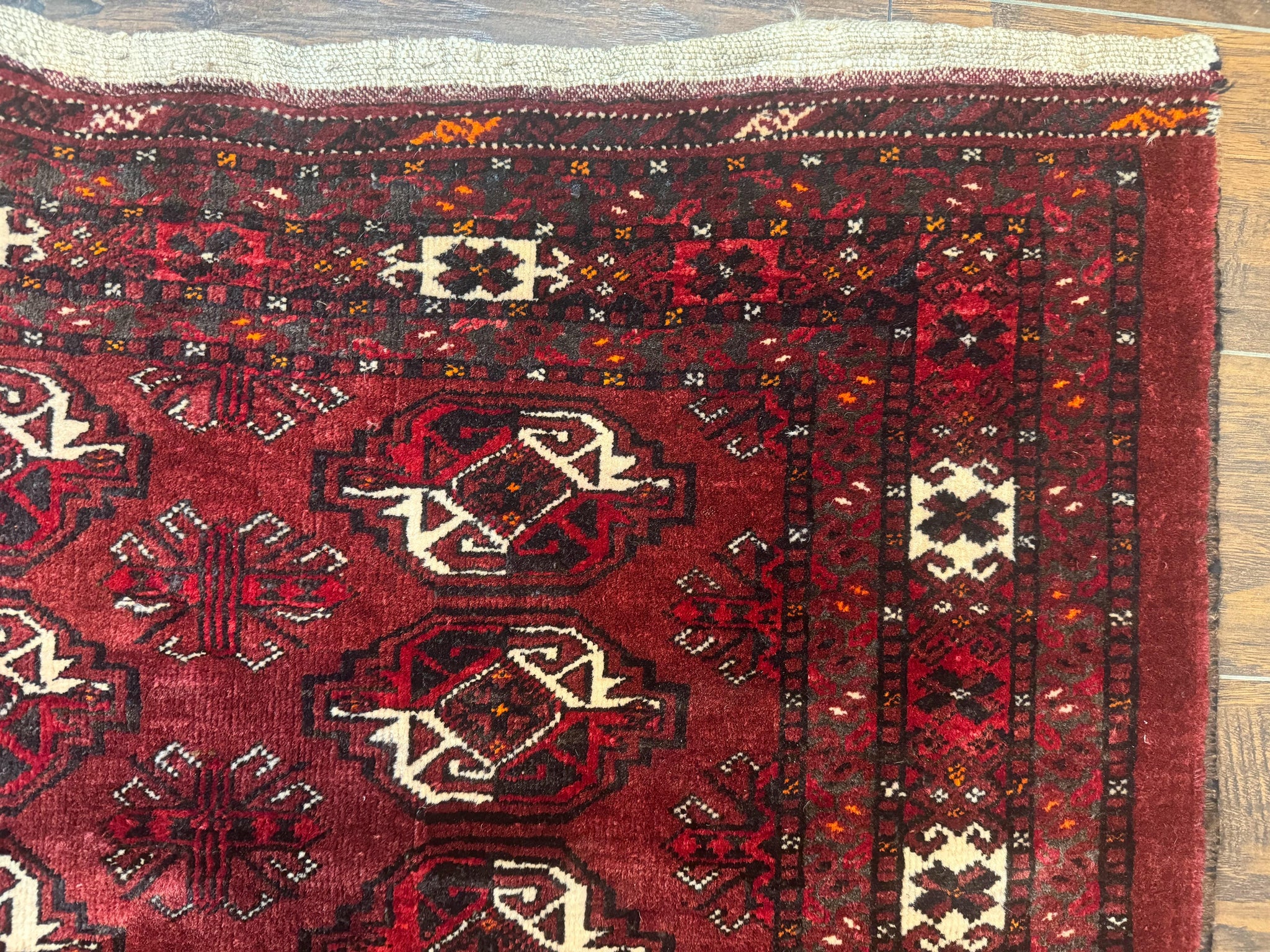 Antique Afghan Turkoman Mafrash Rug 3x5, Red, Hand Knotted, Wool, Tribal Collectible by Jewel Rugs