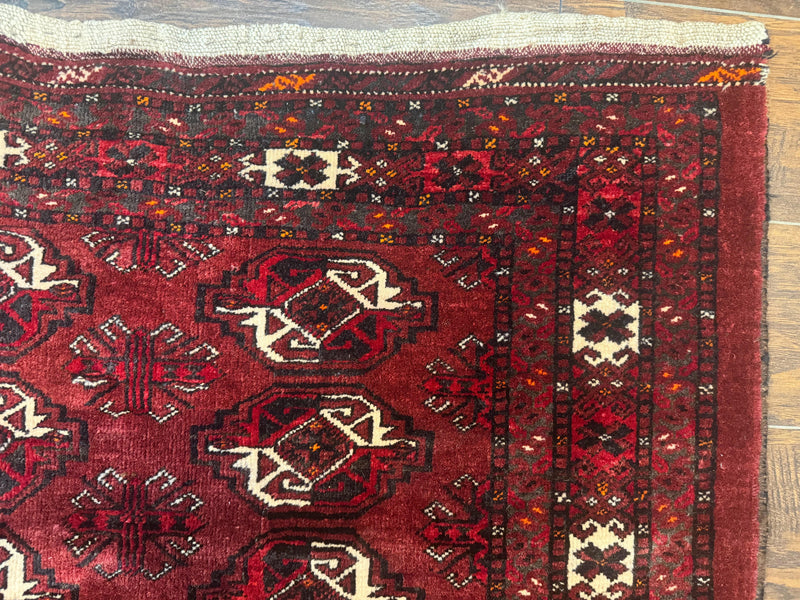 Antique Afghan Turkoman Mafrash Rug 3x5, Red, Hand Knotted, Wool, Tribal Collectible by Jewel Rugs