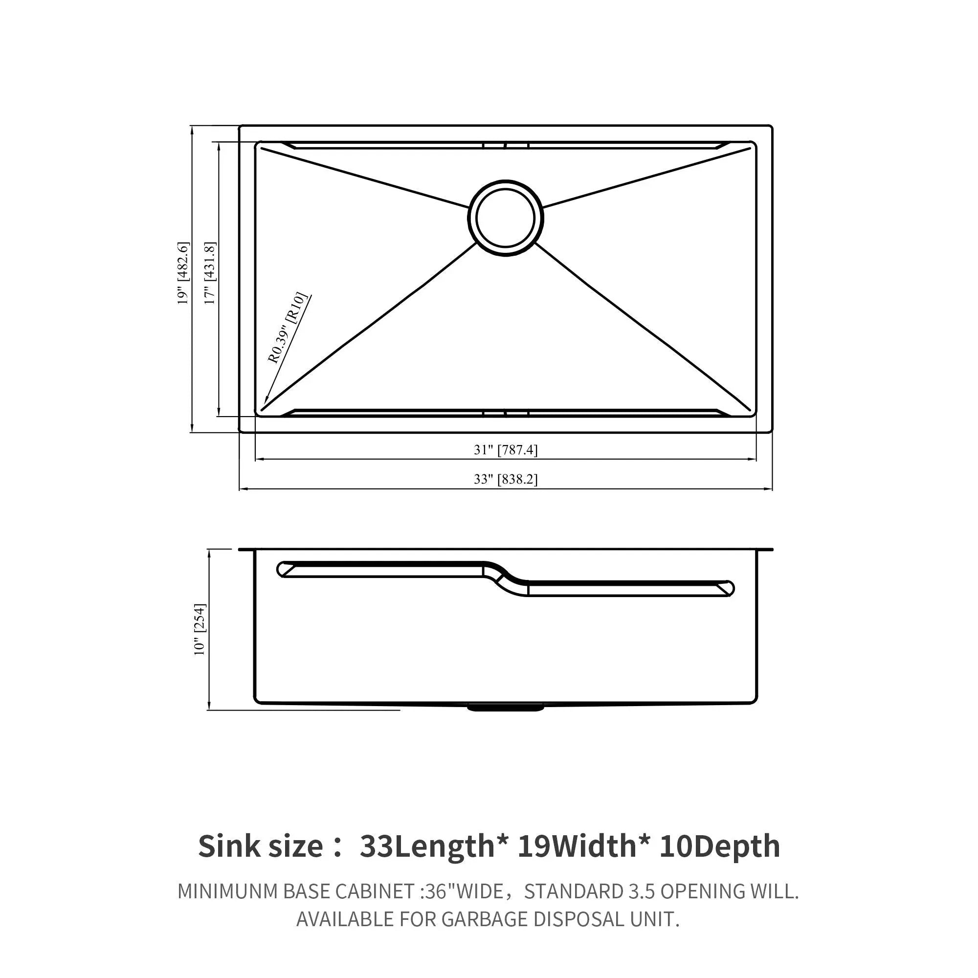 33" Undermount Kitchen Sink Single Bowl Ledge Workstation In 16 Gauge Stainless Steel - White by HouseOfZazla