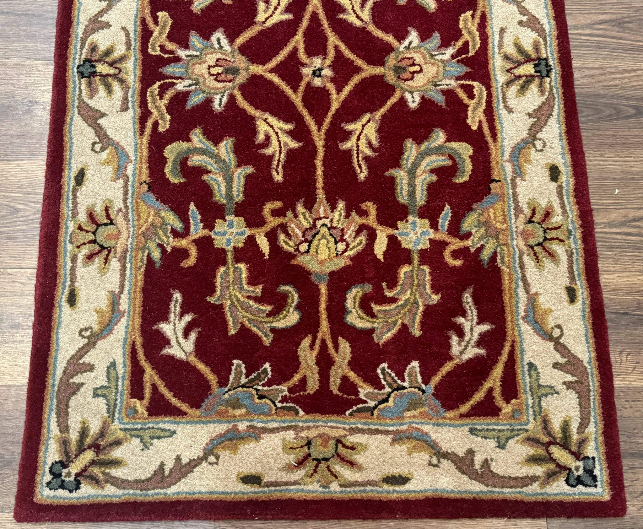 Small Floral Wool Rug 3x5, Safavieh Heritage Collection, Dark Red, Pair B by Jewel Rugs
