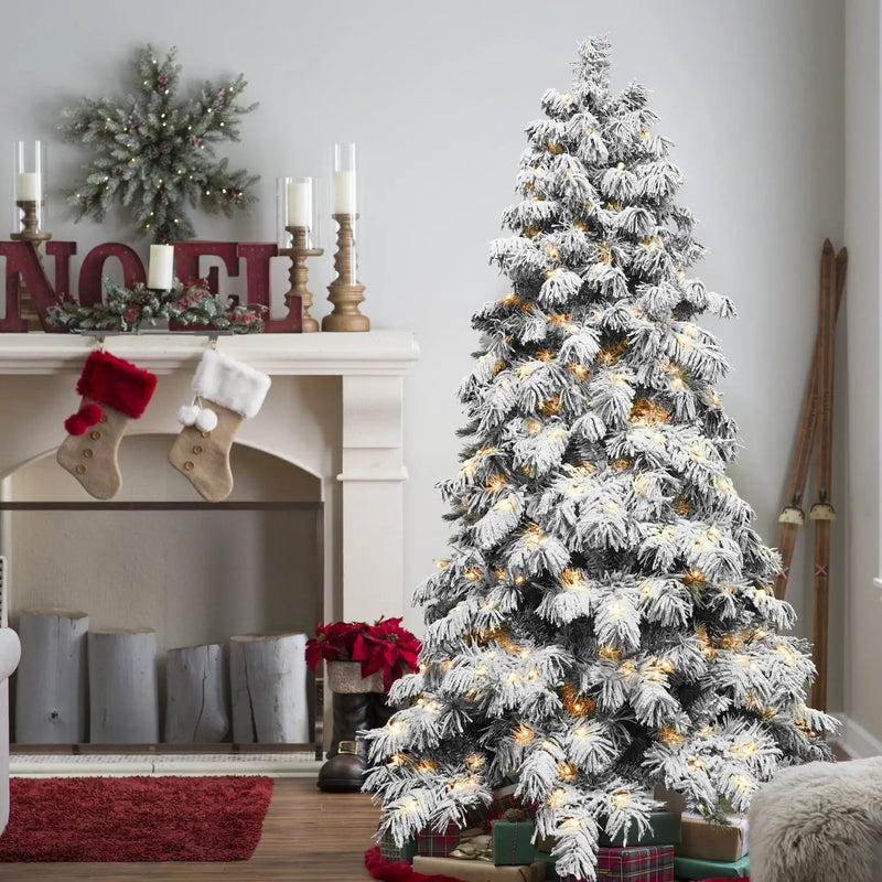 6ft Flocked Scarecrow-Shaped Christmas Tree with 270 Warm Lights by HouseOfZazla