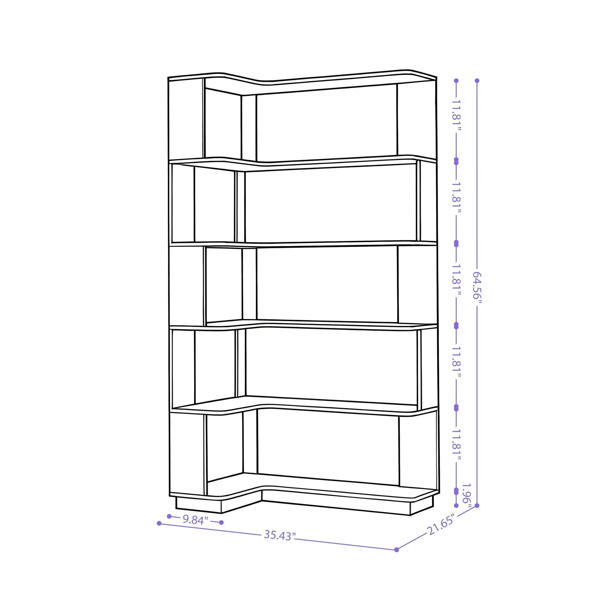 L-Shaped Design Corner Bookshelf