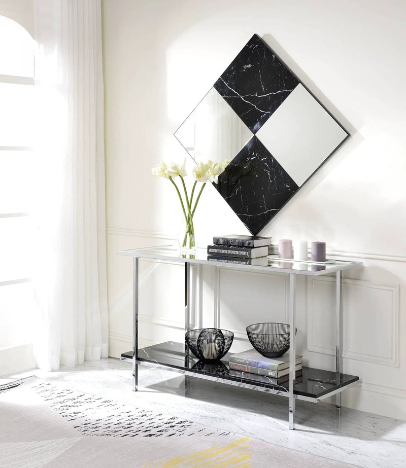 Angwin - Mirrored Faux Marble Console Table - Multi by HouseOfZazla