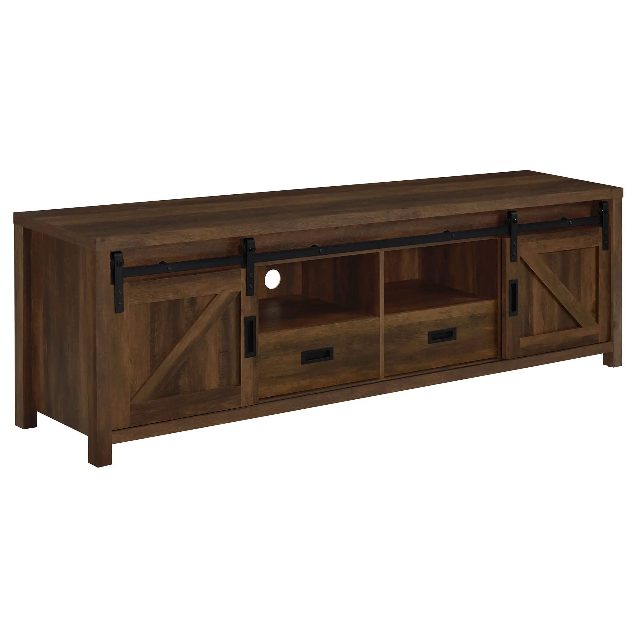 Madra 2-door Engineered Wood 79-inch TV Stand Dark Pine by Unique Piece Furniture