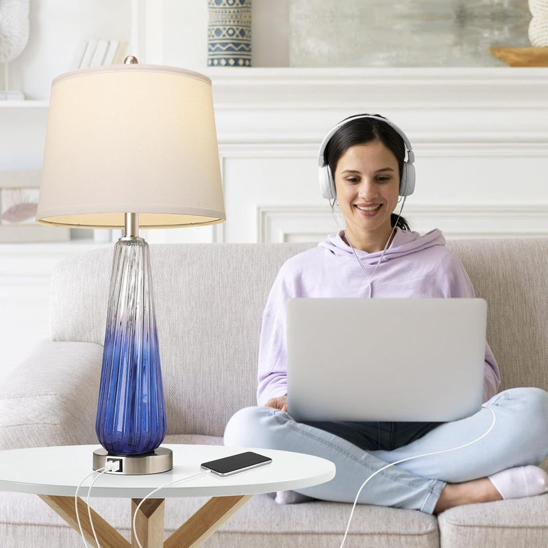 Table Lamps Set of 2 with Touch Control and USB Ports by HouseOfZazla