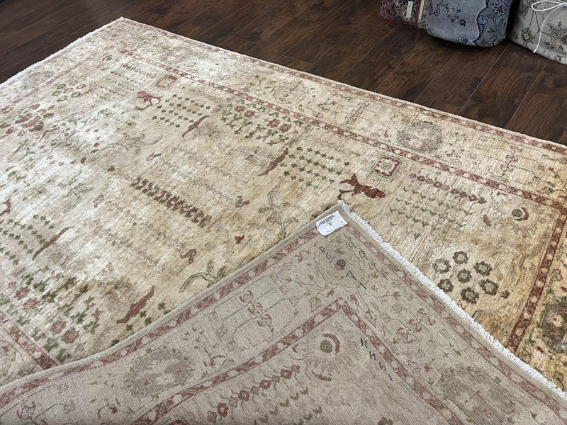 Pakistani Oushak Rug 6 x 9.6, Handmade Wool Peshawar Carpet, Farmhouse Rug by Jewel Rugs