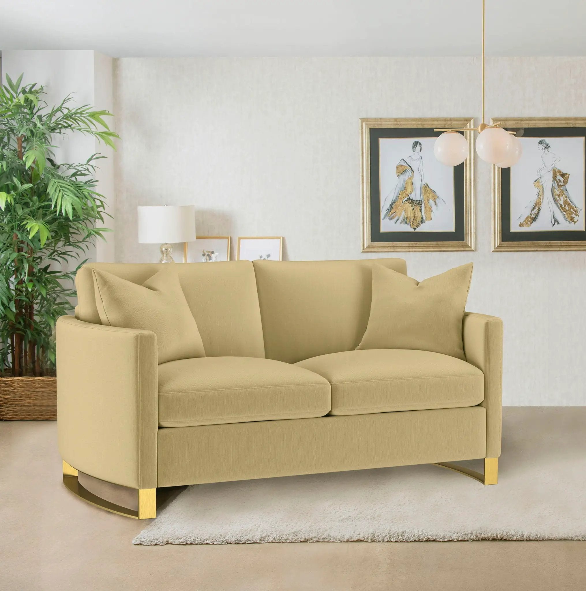 Corliss Upholstered Curved Track Arm Loveseat Camel by Unique Piece Furniture