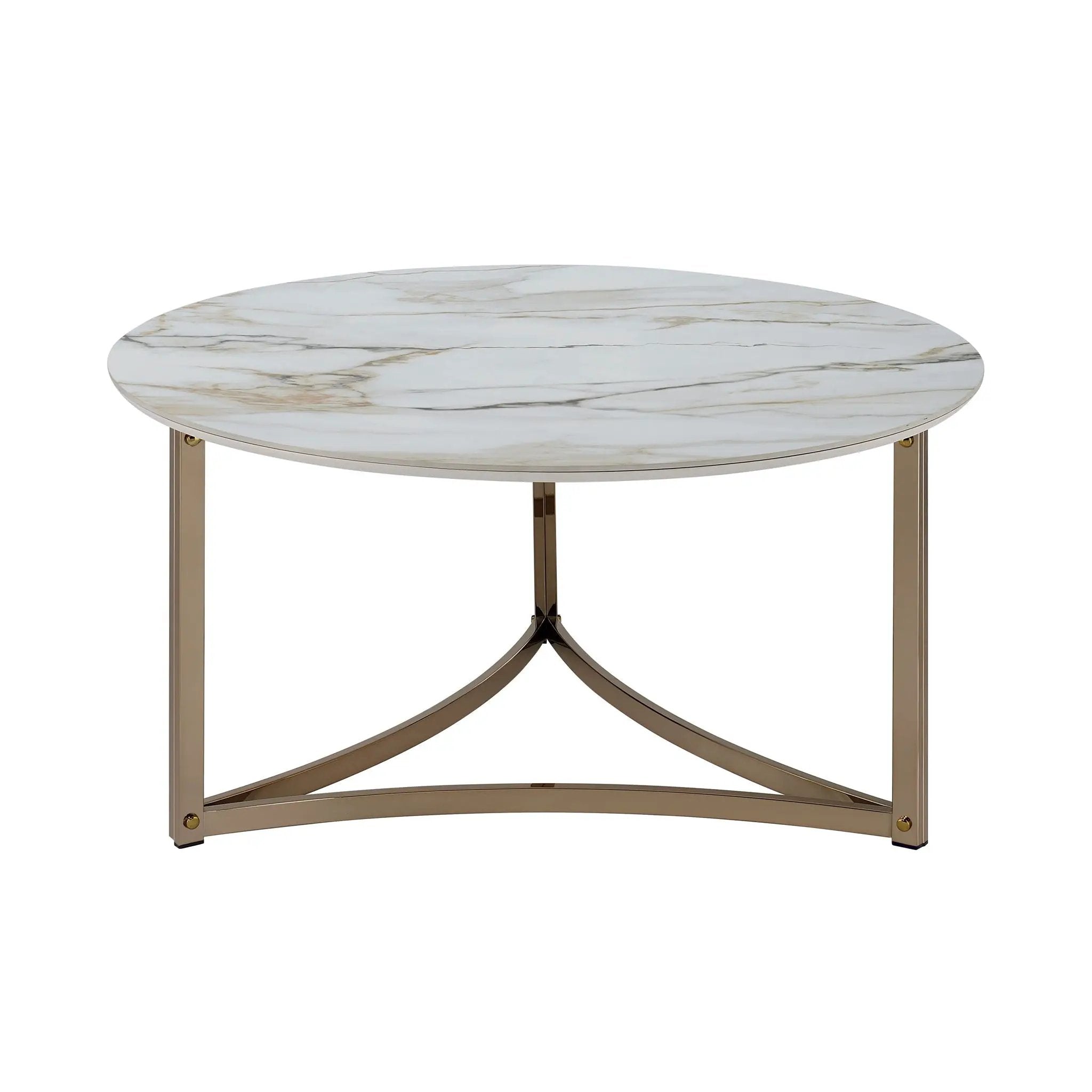 Aziz - Sintered Stone Top Round Coffee Table - White by Unique Piece Furniture