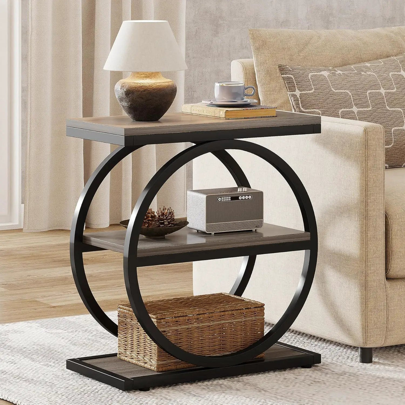 Industrial Narrow End Table With 3 Shelves by HouseOfZazla