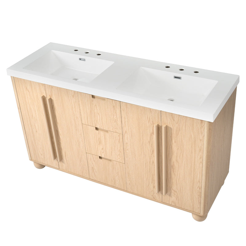 Double Sink Bathroom Vanity With Sinks, Soft Close Doors & 3 Drawers - Wood by HouseOfZazla