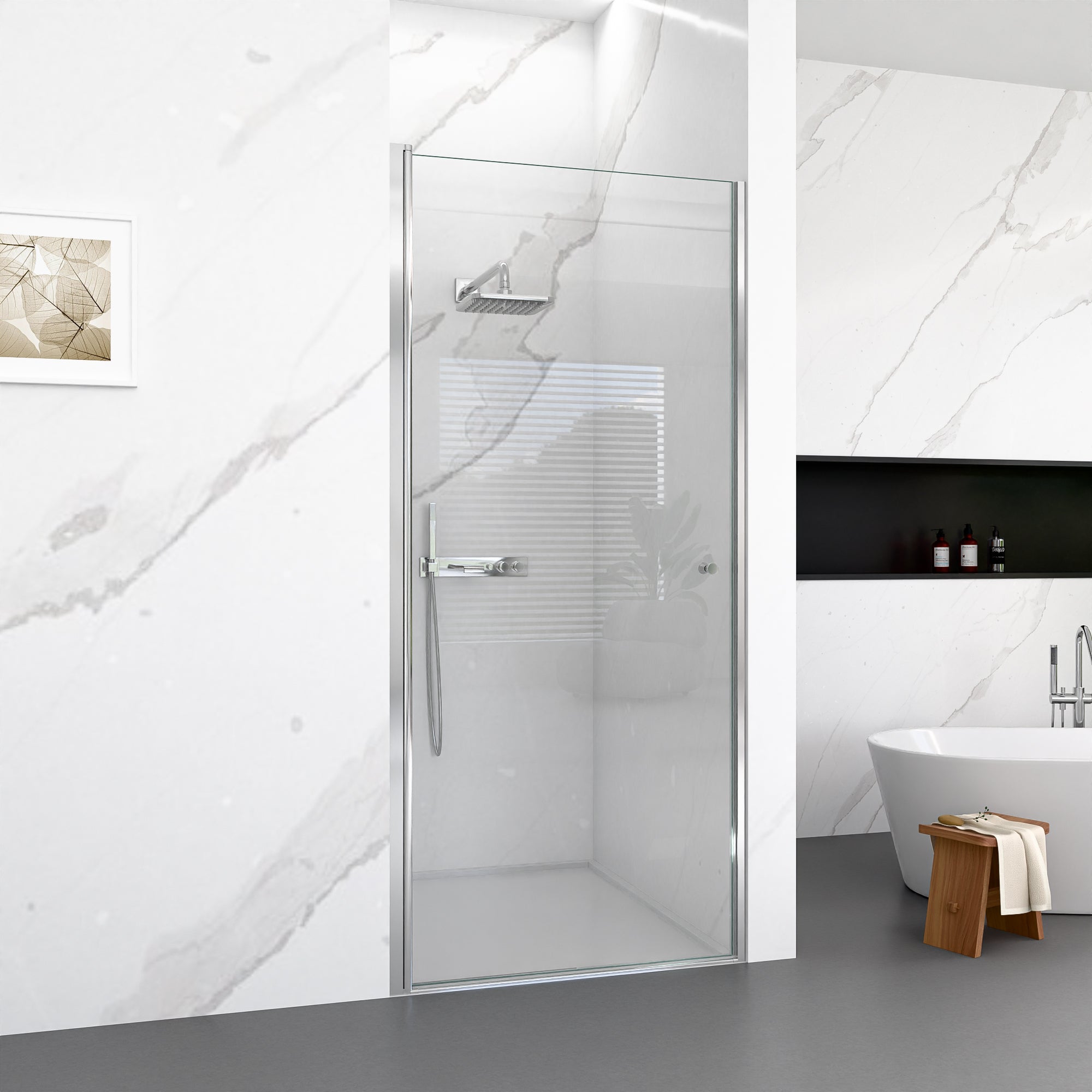 34"W x 72"H Frameless Circular Pivot Shower Door by HouseOfZazla