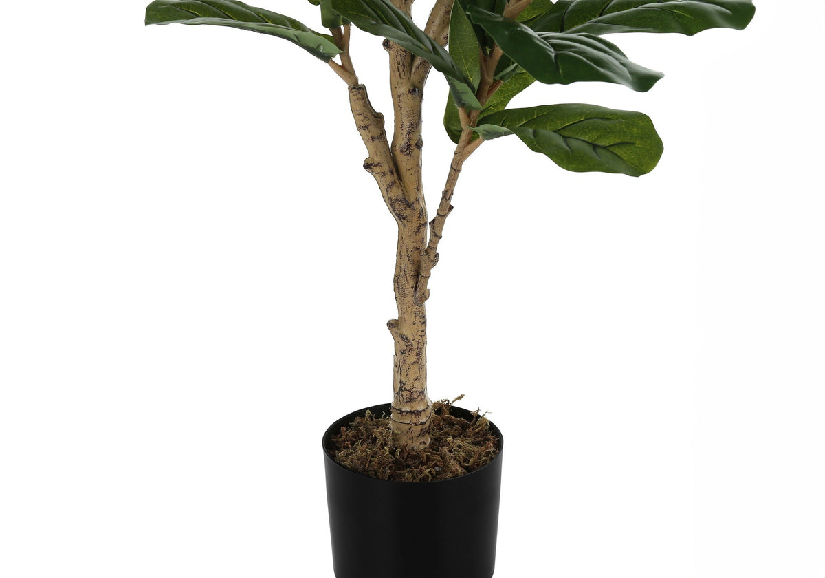47" Tall Artificial Fiddle Tree with Realistic Leaves - Black Pot, photo 4 of 4