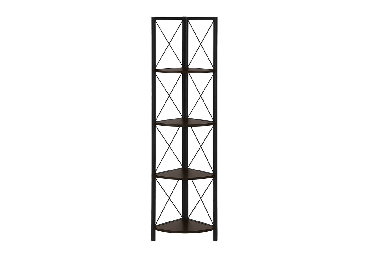 4-Tier Corner Bookshelf with Marble Look and Metal Frame - Black, photo 15 of 16