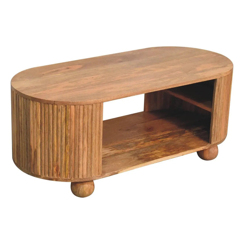 Solid Wood Soba Ball Coffee Table, Open Storage by HouseOfZazla