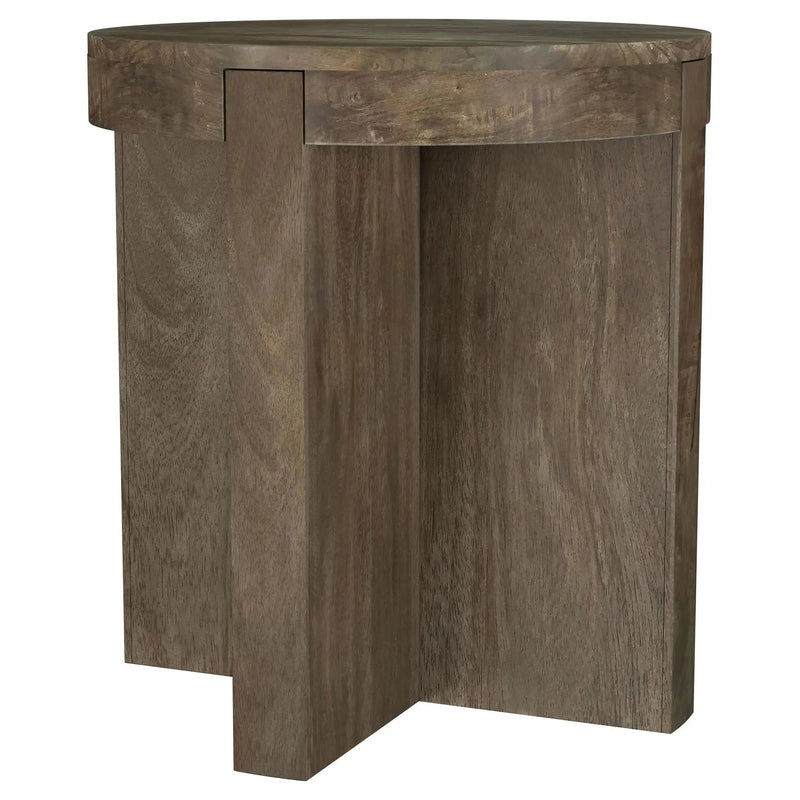Kinkaid Round Solid Mango Wood End Table Brown by Unique Piece Furniture