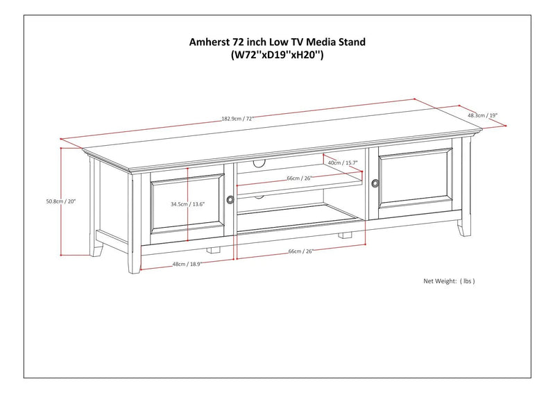 Amherst - Low TV Media Stand - Hickory Brown by HouseOfZazla