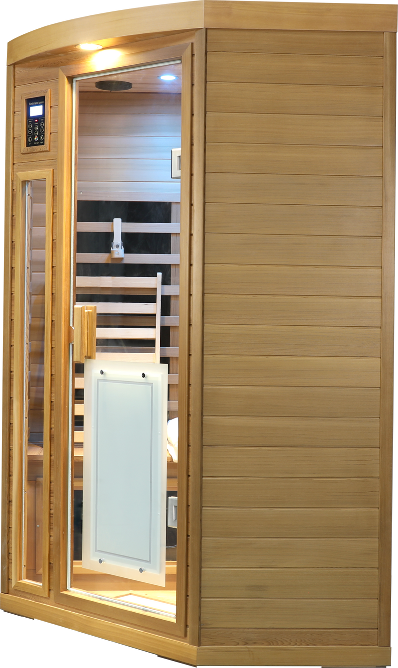 Low EMF Two person Far-infrared Red cedar Deluxe indoor pentagonal sauna room by HouseOfZazla