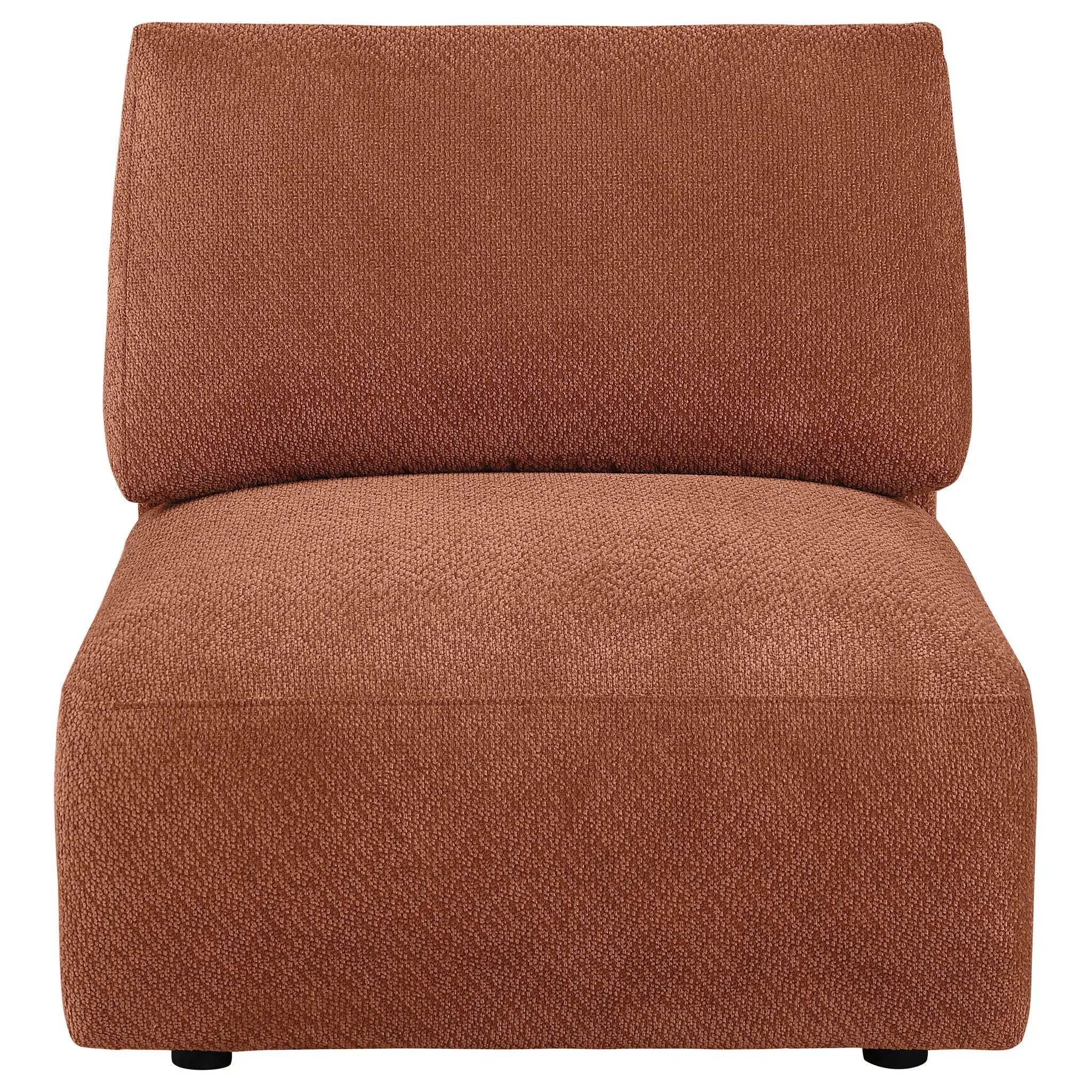 Elysia Chenille Upholstered Modular Armless Chair Coral by Unique Piece Furniture
