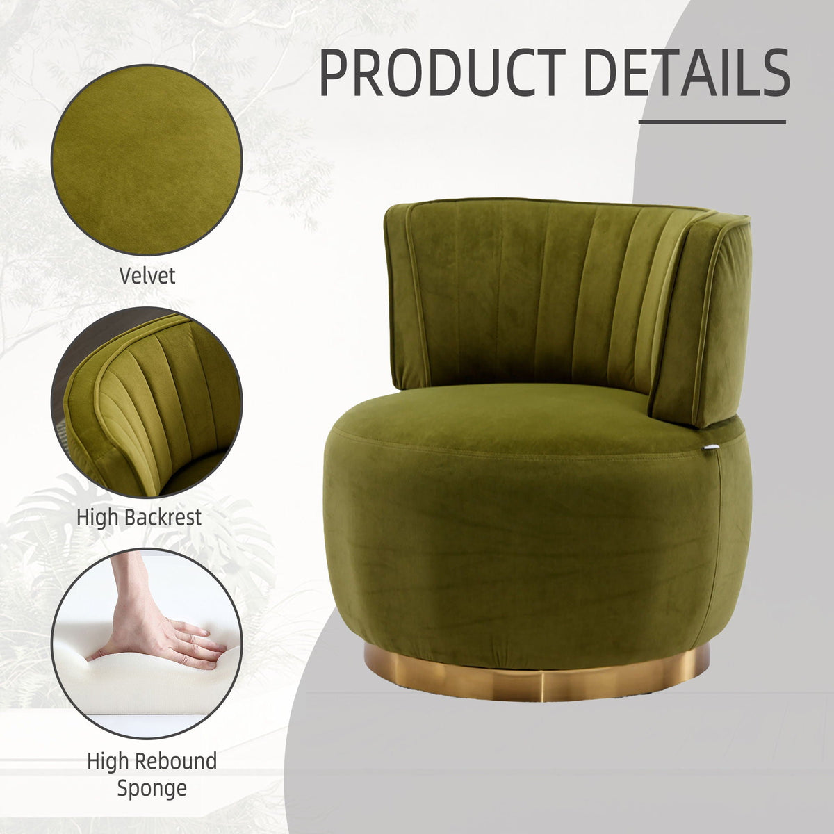 360 Degree Swivel Cuddle Barrel Accent Sofa Chair, photo 39 of 40