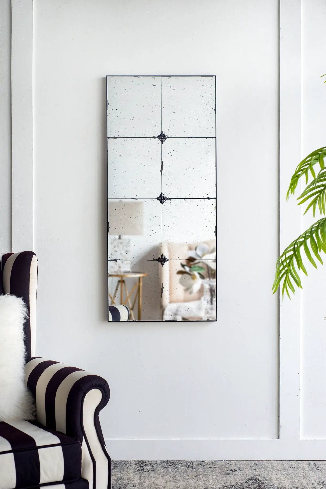 Traditional Decor Style Antique Glass Panel Mirror, Wall Mirror For Bathroom Entryway Console Lean Against Wall by HouseOfZazla