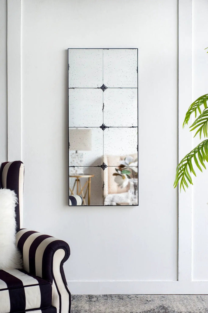 Traditional Decor Style Antique Glass Panel Mirror, Wall Mirror For Bathroom Entryway Console Lean Against Wall by Unique Piece Furniture