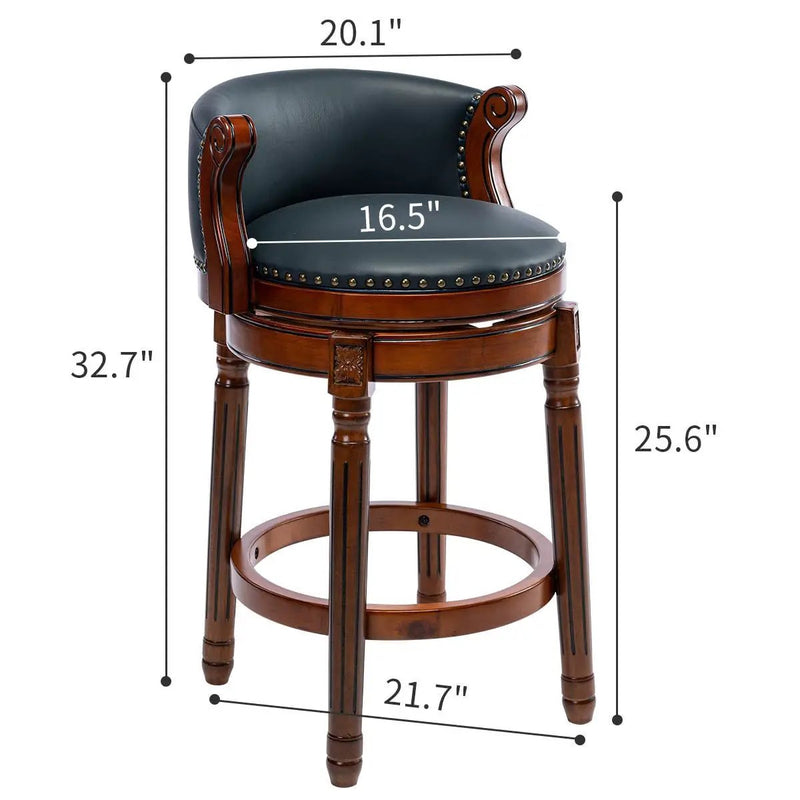 Seat Height 26'' Cow Top Wooden Bar Stool, 360 Degree Swivel Bar Height Chair With Backs For Home Kitchen Counter by Unique Piece Furniture