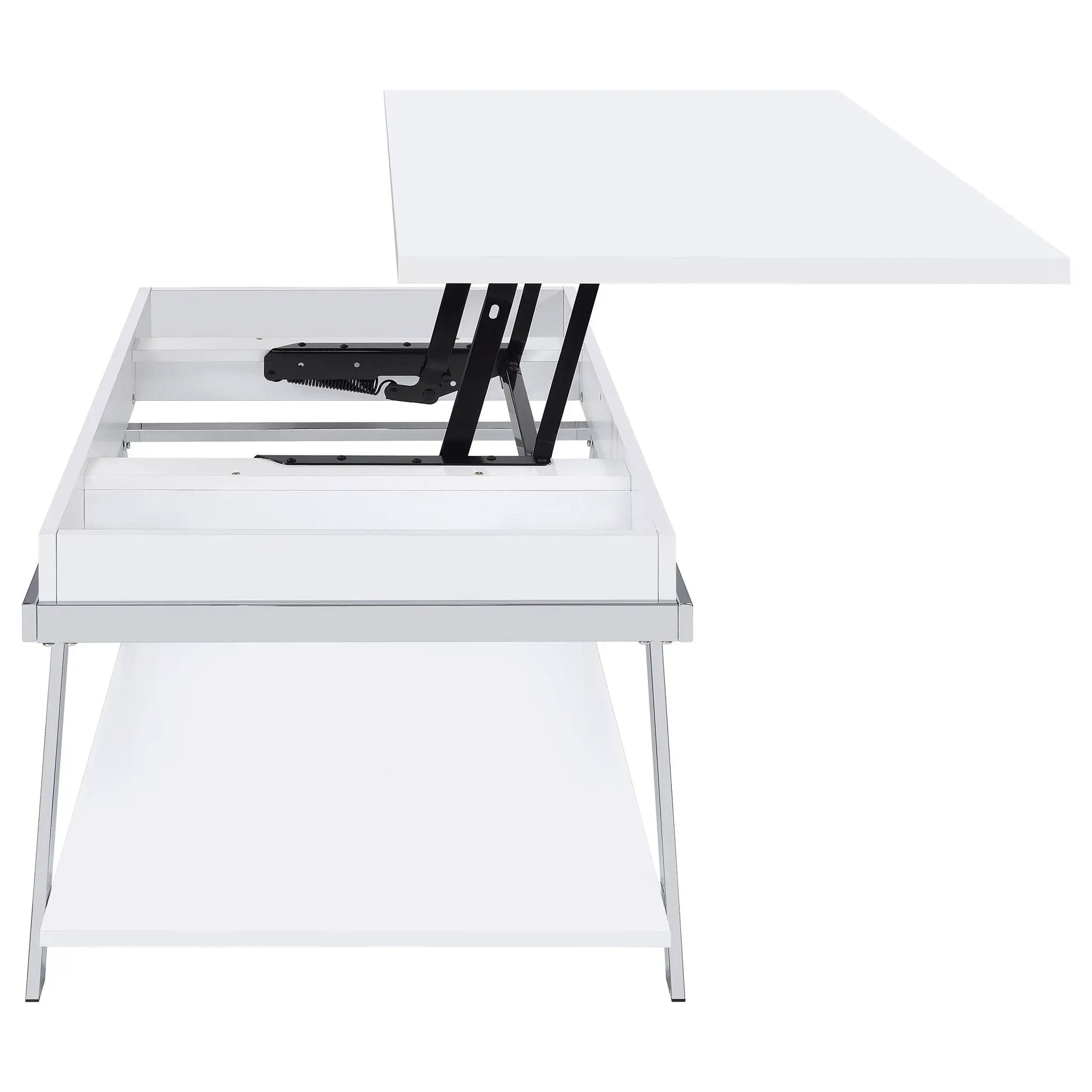 Briana - 2 Piece Coffee And End Table Set With Lift Top Legs - Gloss White by HouseOfZazla