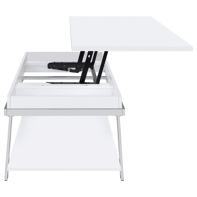 Briana - 2 Piece Coffee And End Table Set With Lift Top Legs - Gloss White by HouseOfZazla