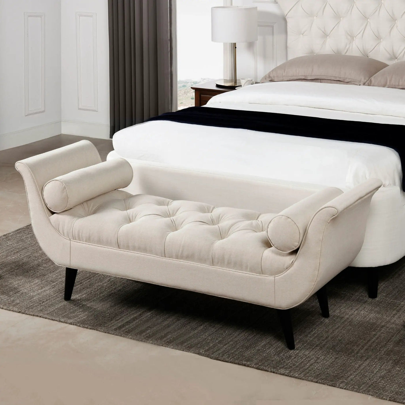 Alma - Tufted Flared Arm Entryway Bench by HouseOfZazla