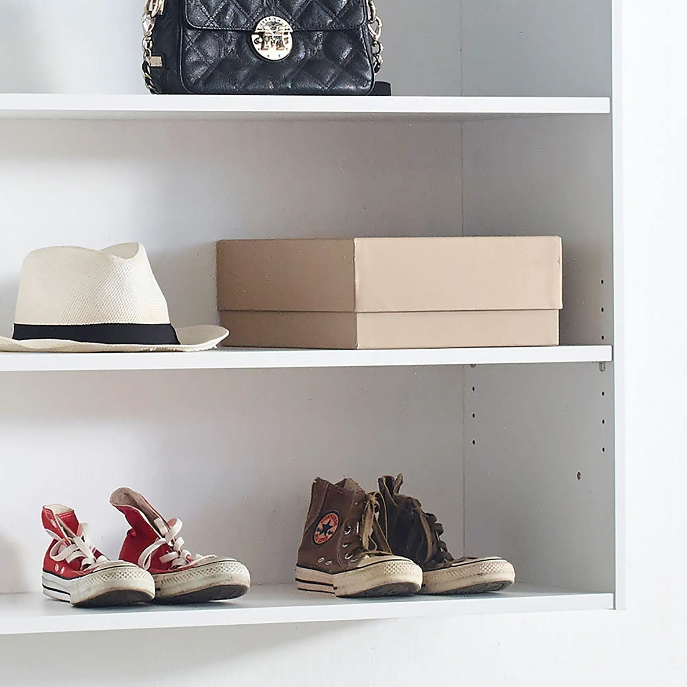 Devi - Wall Mounted Wood Closet System With Modular Design And Ample Storage by HouseOfZazla