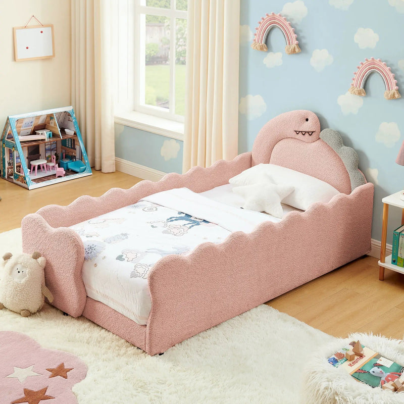 Cute Dinosaur Shaped Bed With Safety Guardrail, Toddler Frame by HouseOfZazla