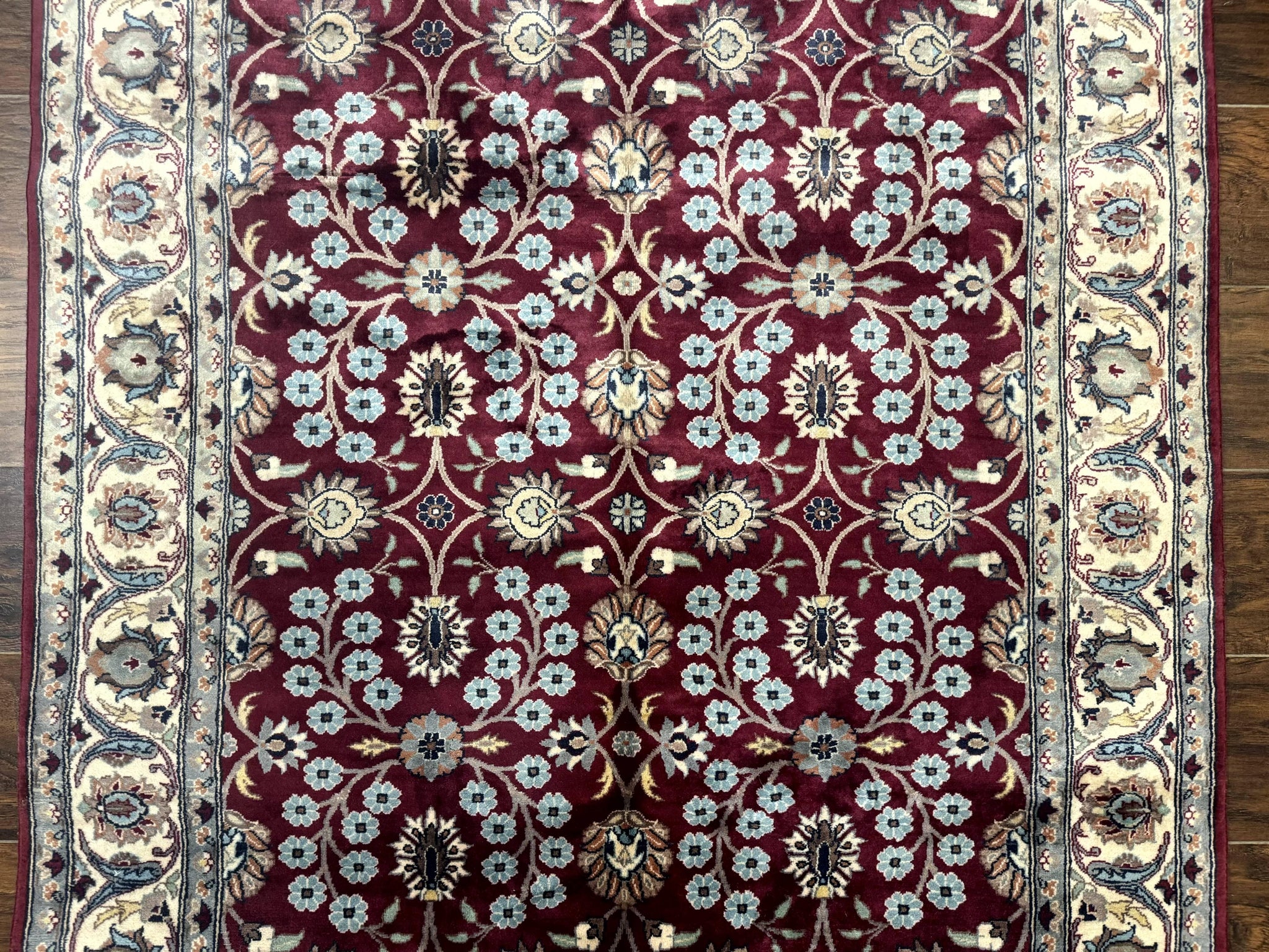 Pak Persian Rug 4x6, Floral Allover, Vintage Wool Carpet, Plum and Ivory by Jewel Rugs