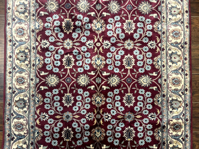 Pak Persian Rug 4x6, Floral Allover, Vintage Wool Carpet, Plum and Ivory by Jewel Rugs
