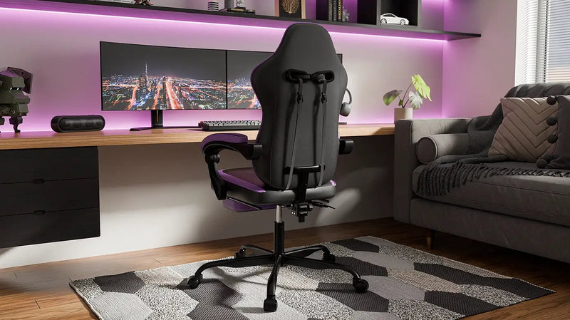 Gaming Chair with Footrest and Massage Lumbar Support by HouseOfZazla