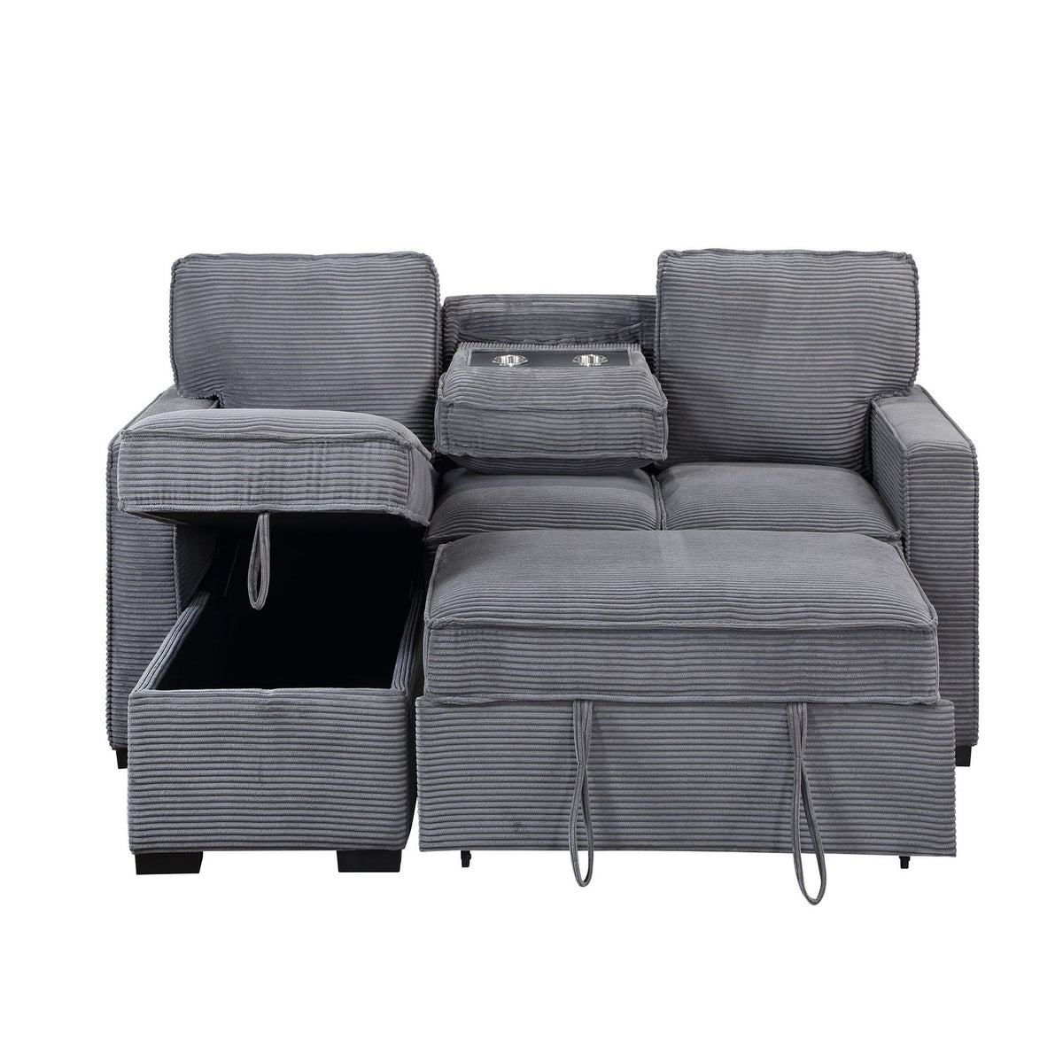 Pull Out Sofa Bed Sectional with Modern Design - Dark Gray, photo 11 of 12