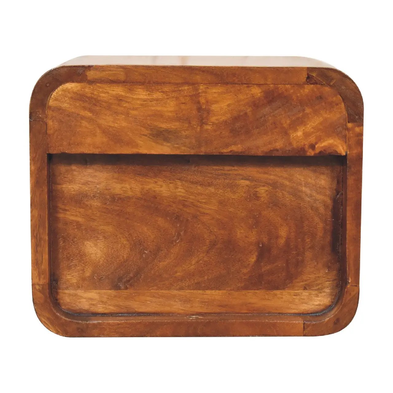Solid Wood Mini Curve Floating Nightstand, 1-Drawer, 1 Open Slot, Chestnut by HouseOfZazla