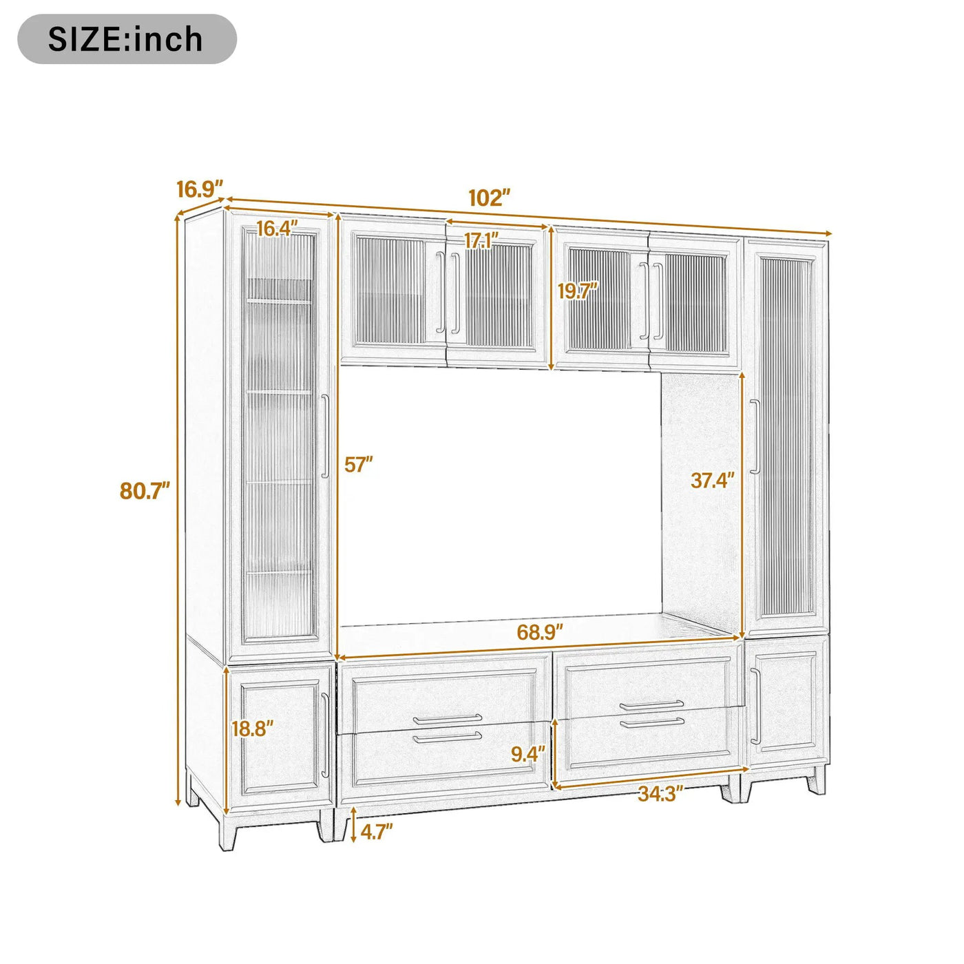 Wall Unit Modern Entertainment Center With Glass Doors by HouseOfZazla