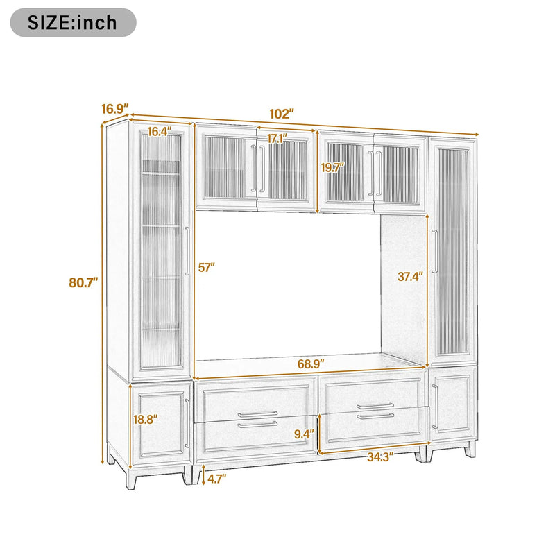 Wall Unit Modern Entertainment Center With Glass Doors by HouseOfZazla